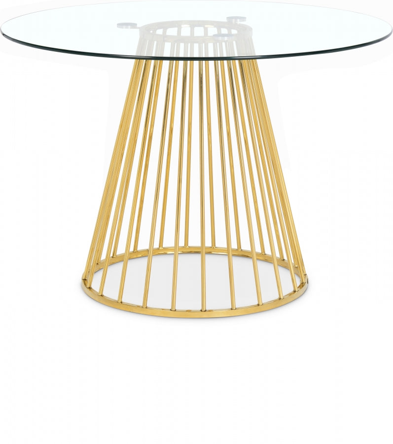 Gio 48" Glass Top And Metal Base Dining Table - Gold