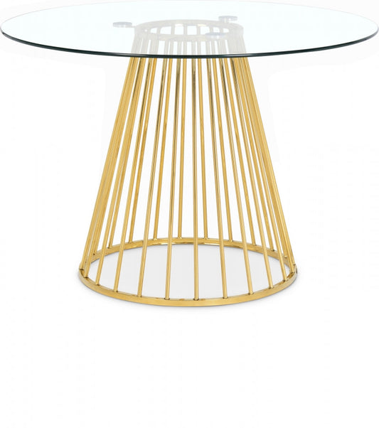 Gio 48" Glass Top And Metal Base Dining Table - Gold