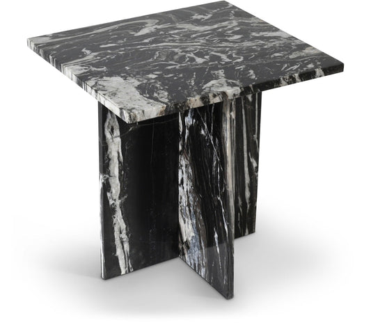 Verona Genuine Marble End Table - Black