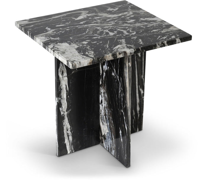 Verona Genuine Marble End Table - Black