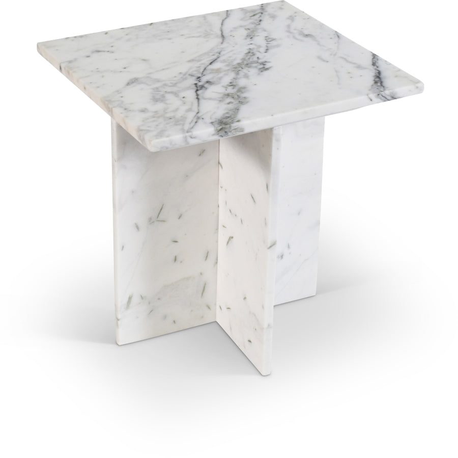 Verona Genuine Marble End Table - White
