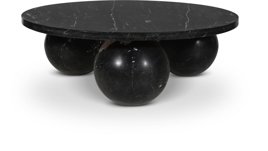 Spherical Genuine Marble Coffee Table - Black