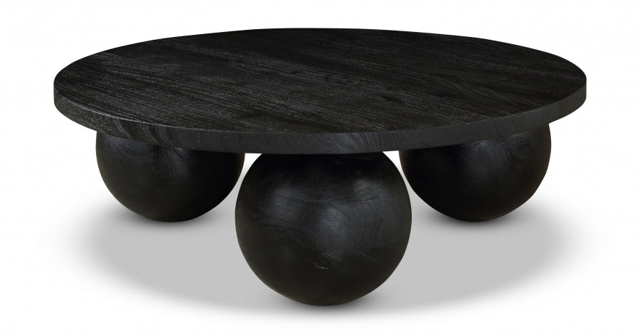 Spherical Acacia Wood Coffee Table - Black