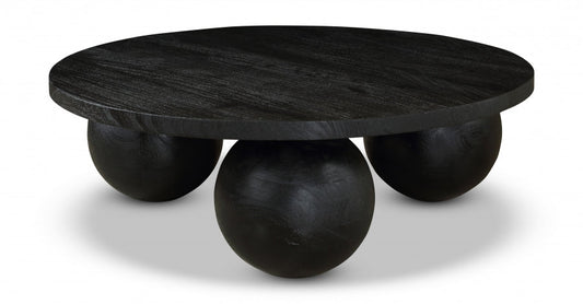 Spherical Acacia Wood Coffee Table - Black