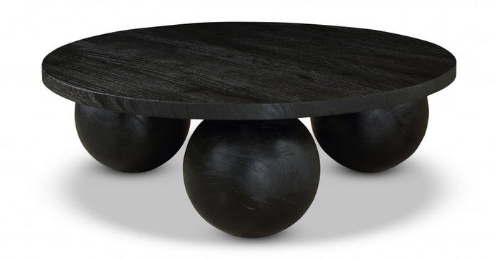 Spherical Acacia Wood Coffee Table - Black