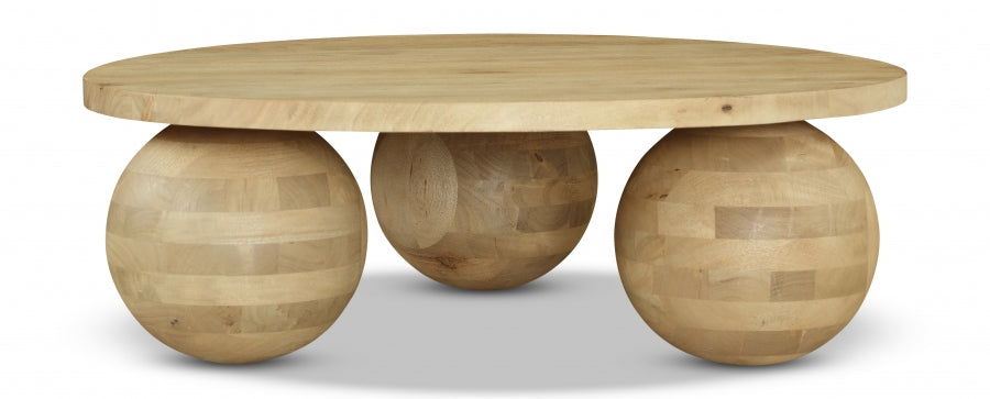 Spherical Acacia Wood Coffee Table - Natural