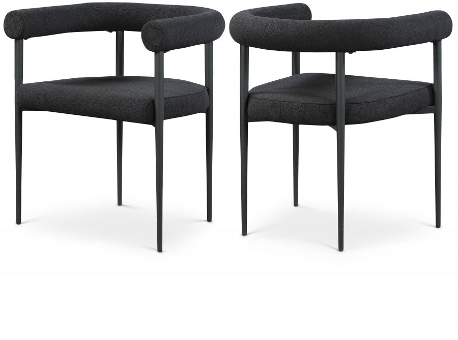 Louie Boucle Fabric Upholstered Dining Chair - Black