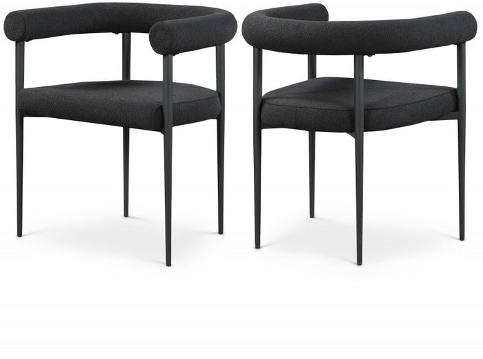Louie Boucle Fabric Upholstered Dining Chair - Black