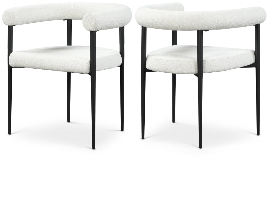 Louie Boucle Fabric Upholstered Dining Chair - Cream