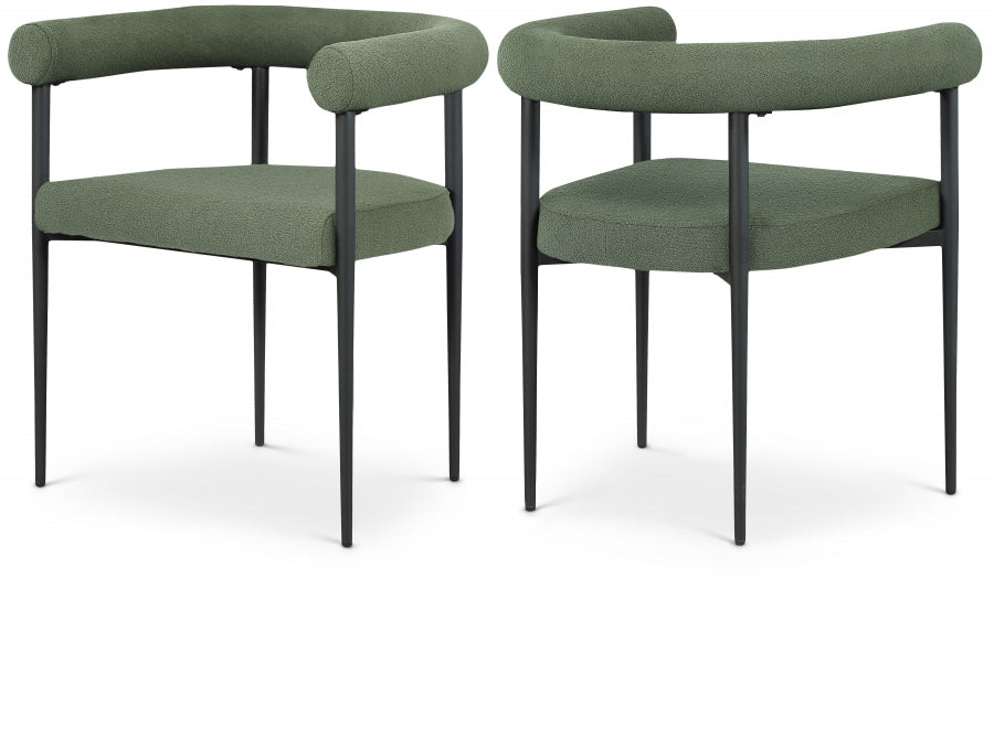 Louie Boucle Fabric Upholstered Dining Chair - Green