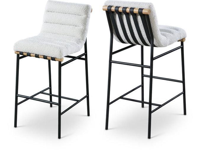 Burke Boucle Fabric Upholstered Bar Stool - Cream