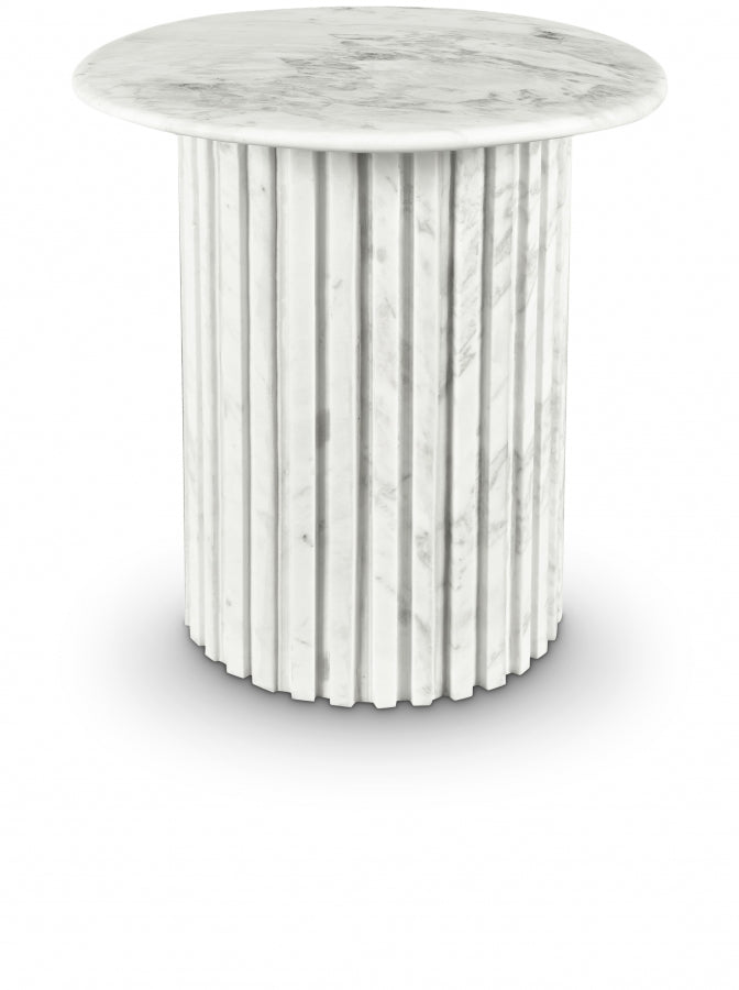 Genoa Marble End Table - White