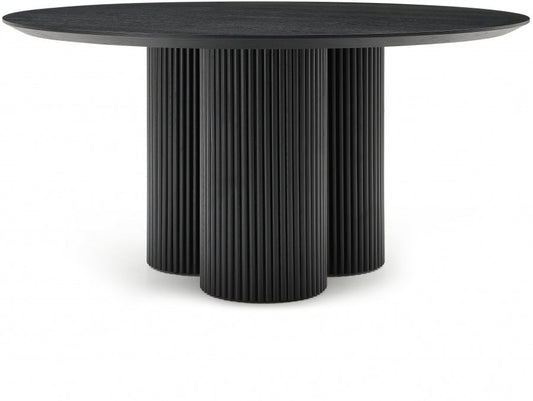 Simba 60" Ash Wood And Oak Veneer Dining Table - Black