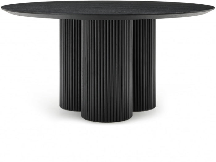 Simba 60" Ash Wood And Oak Veneer Dining Table - Black