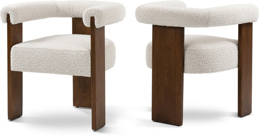 Barrel Cream Boucle Fabric Upholstered Dining Chair - Cream