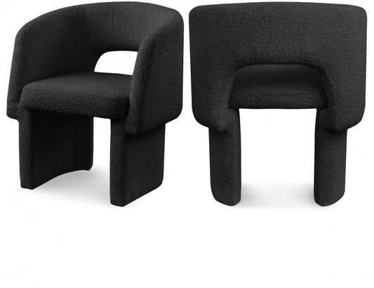 Emmet Boucle Fabric Upholstered Dining Chair / Accent Chair - Black