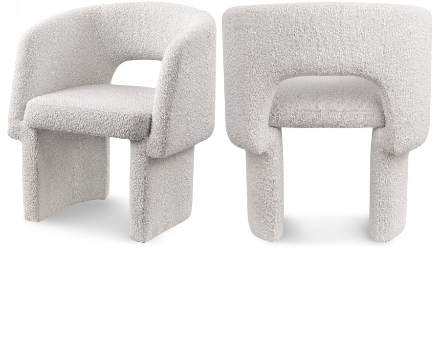 Emmet Boucle Fabric Upholstered Dining Chair / Accent Chair - Cream
