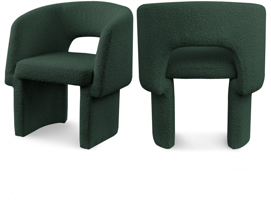 Emmet Boucle Fabric Upholstered Dining Chair / Accent Chair - Green