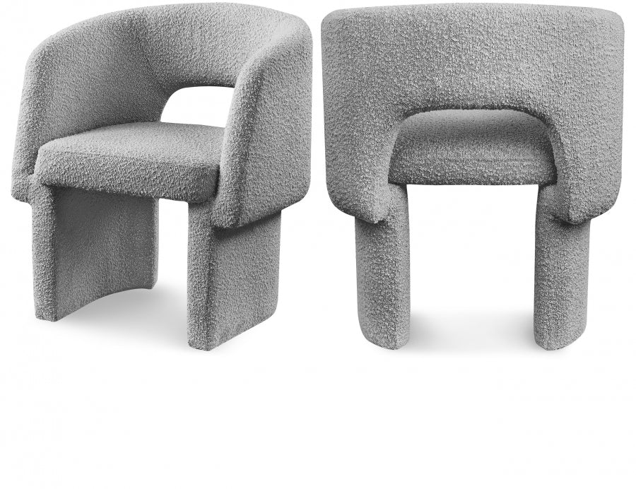 Emmet Boucle Fabric Upholstered Dining Chair / Accent Chair - Grey