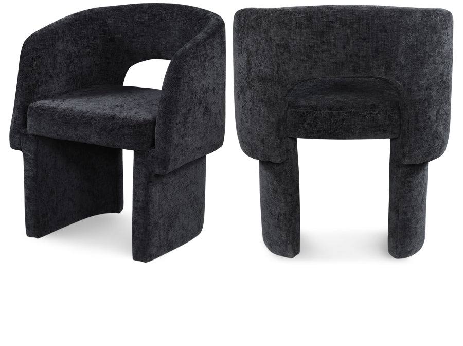 Emmet Chenille Fabric Upholstered Dining Chair / Accent Chair - Black