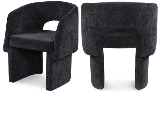 Emmet Chenille Fabric Upholstered Dining Chair / Accent Chair - Black