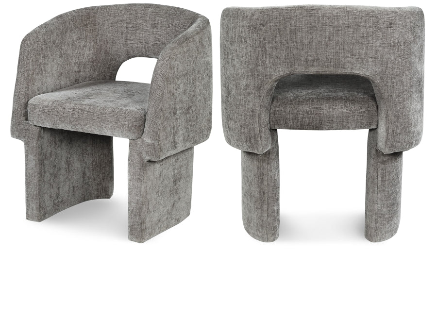 Emmet Chenille Fabric Upholstered Dining Chair / Accent Chair - Grey