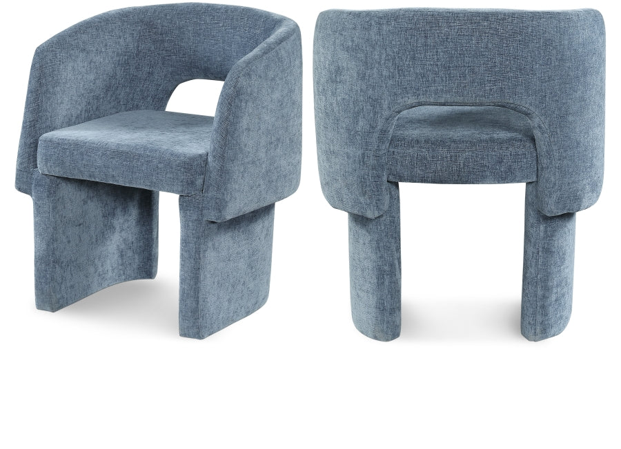 Emmet Chenille Fabric Upholstered Dining Chair / Accent Chair - Light Blue