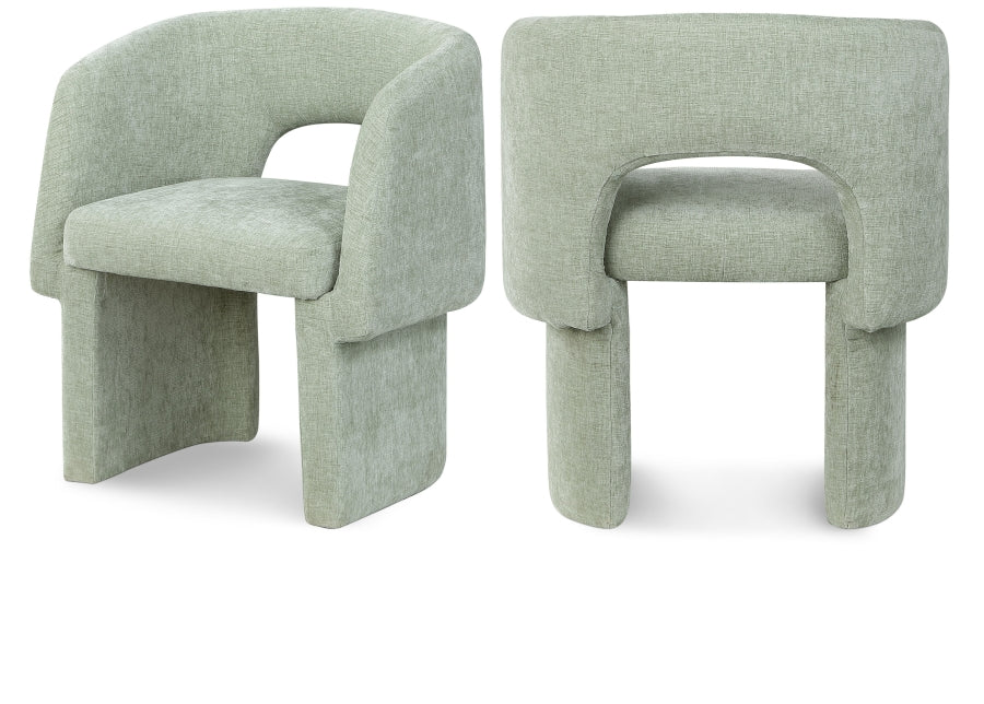 Emmet Chenille Fabric Upholstered Dining Chair / Accent Chair - Green