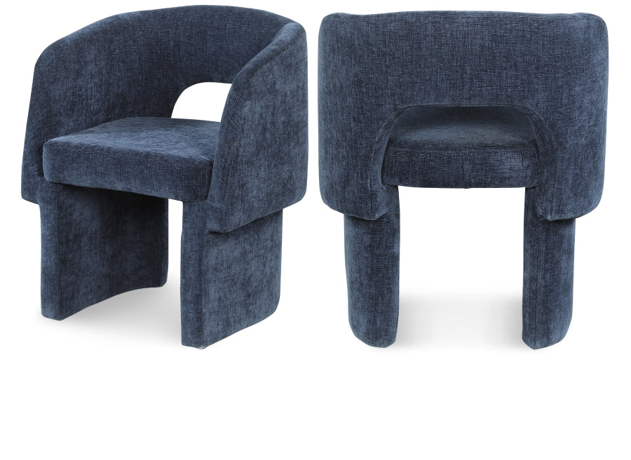 Emmet Chenille Fabric Upholstered Dining Chair / Accent Chair - Blue