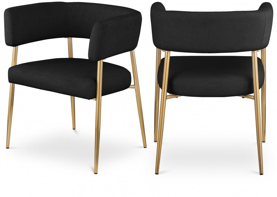Creston Linen Textured Fabric Upholstered Dining Chair - Black