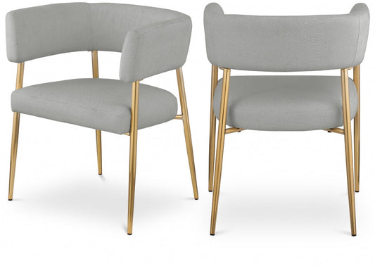Creston Linen Textured Fabric Upholstered Dining Chair - Grey