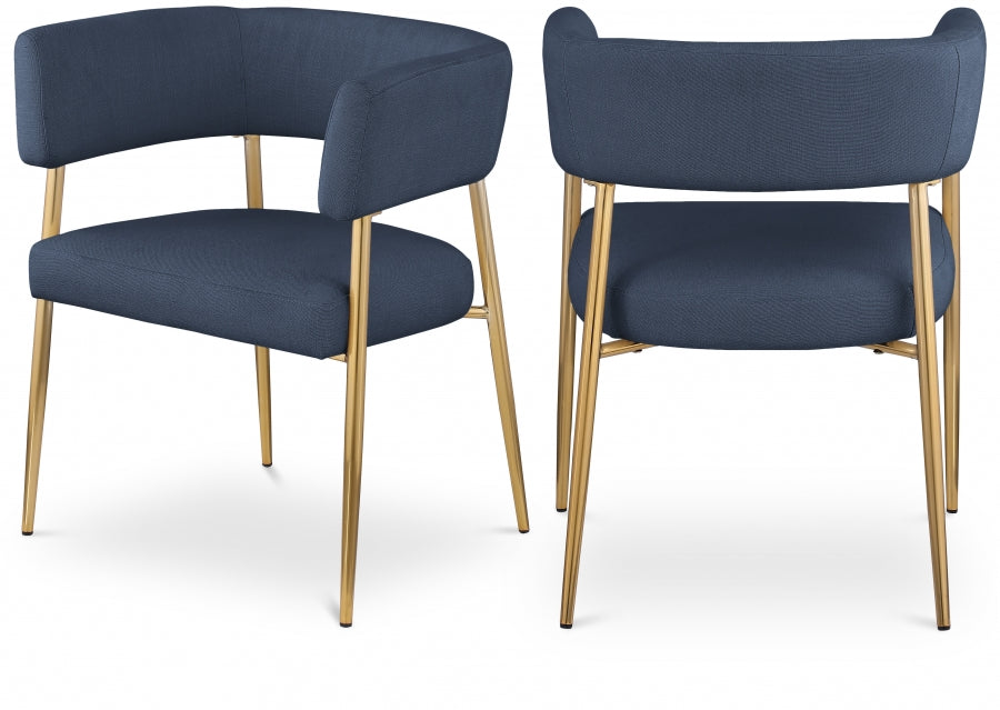 Creston Linen Textured Fabric Upholstered Dining Chair - Blue