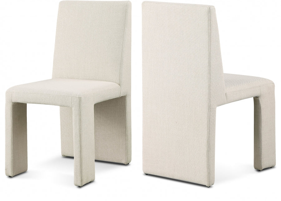 Benson Linen Textured Fabric Upholstered Dining Chair - Beige