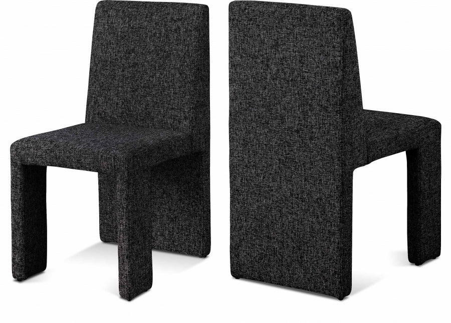 Benson Linen Textured Fabric Upholstered Dining Chair - Black