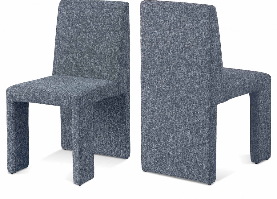 Benson Linen Textured Fabric Upholstered Dining Chair - Blue