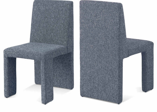 Benson Linen Textured Fabric Upholstered Dining Chair - Blue