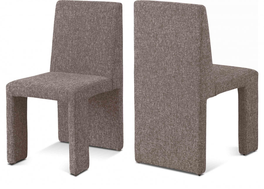 Benson Linen Textured Fabric Upholstered Dining Chair - Brown