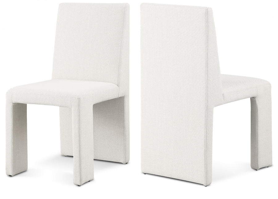 Benson Linen Textured Fabric Upholstered Dining Chair - Cream