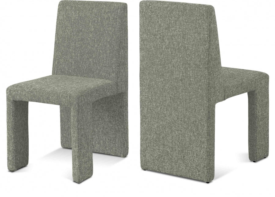 Benson Linen Textured Fabric Upholstered Dining Chair - Green