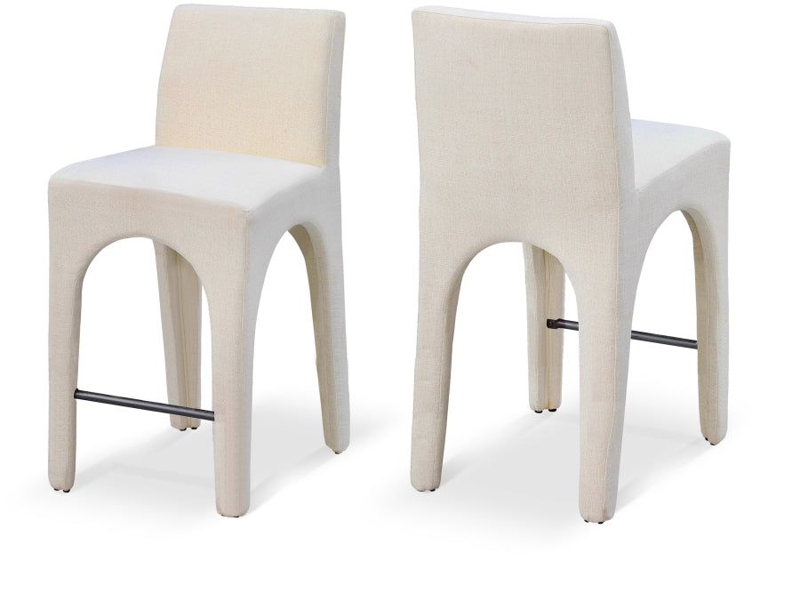 Gramercy Linen Textured Fabric Upholstered Bar / Counter Stools - Beige