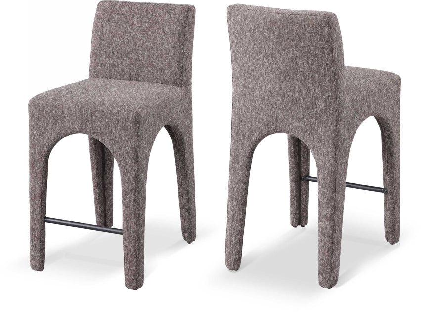 Gramercy Linen Textured Fabric Upholstered Bar / Counter Stools - Brown