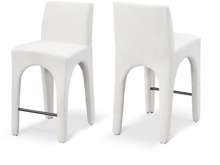 Gramercy Linen Textured Fabric Upholstered Bar / Counter Stools - Cream