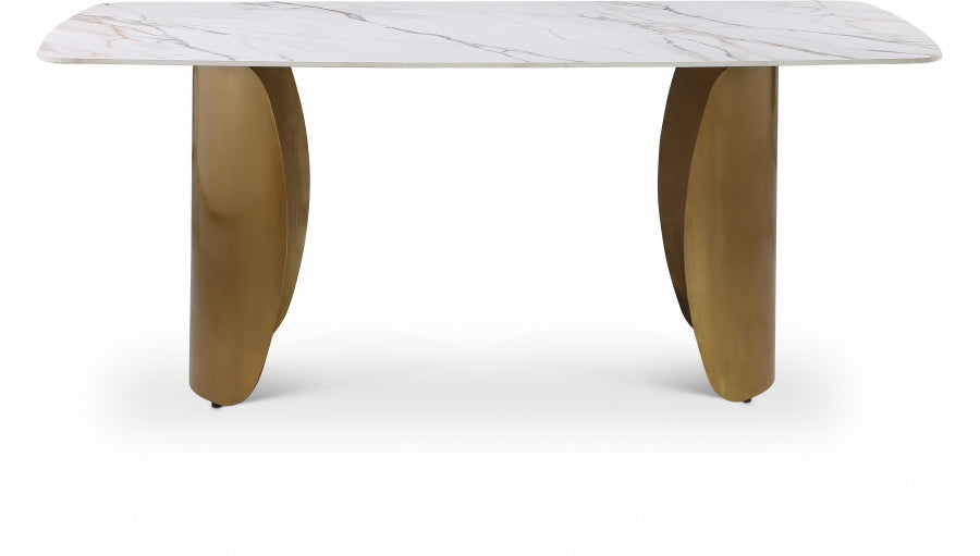 Niya 71" Sintered Stone Top And Steel Base Dining Table - White