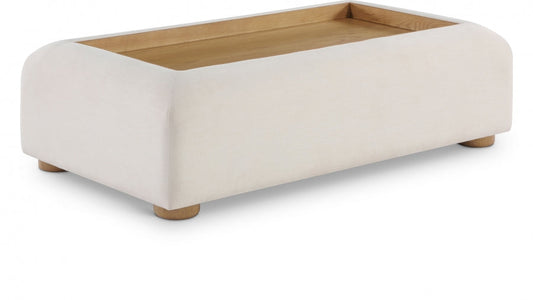 Diana Linen Textured Fabric And Wood Coffee Table - Cream