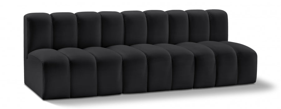 Arc 89.5" Vegan Leather Upholstered 3pc. Modular Sectional - Black
