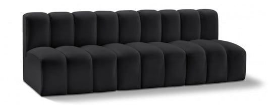 Arc 89.5" Vegan Leather Upholstered 3pc. Modular Sectional - Black