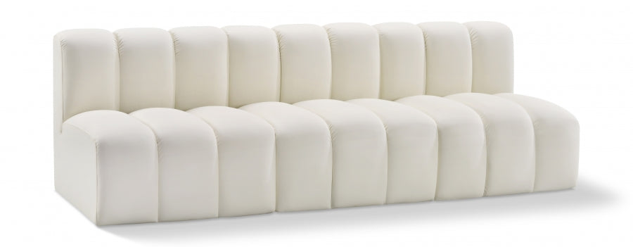 Arc 89.5" Vegan Leather Upholstered 3pc. Modular Sectional - Cream