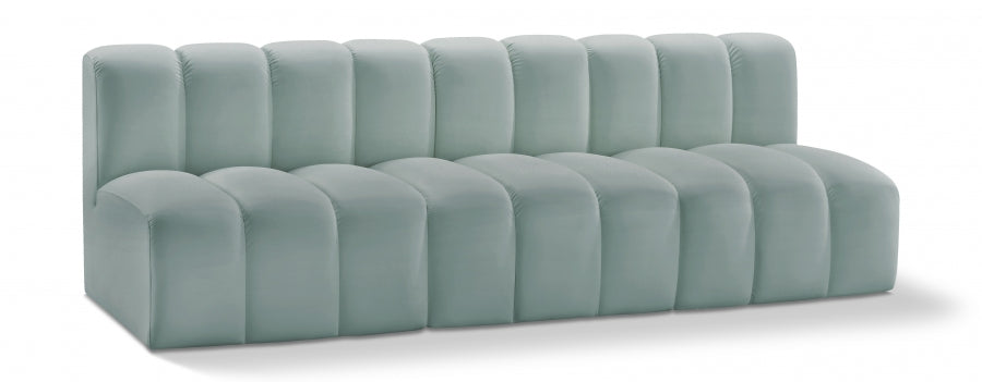 Arc 89.5" Vegan Leather Upholstered 3pc. Modular Sectional - Mint