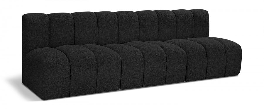 Arc 89.5" Boucle Fabric Upholstered 3pc. Modular Sectional - Black