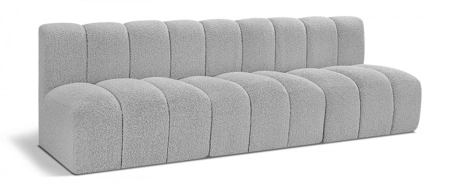 Arc 89.5" Boucle Fabric Upholstered 3pc. Modular Sectional - Grey